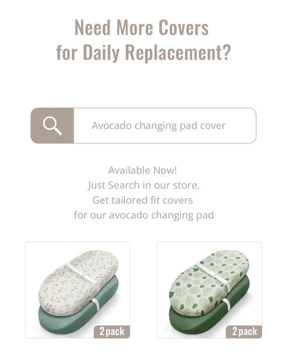 Contoured Changing Pad with Soft & Washable Cover, Waterproof Lining Foam Baby Changing Table Pads for Dresser Top, Secure with Security Strap and Two High Curved Sides, 32”×16”, Sage Green