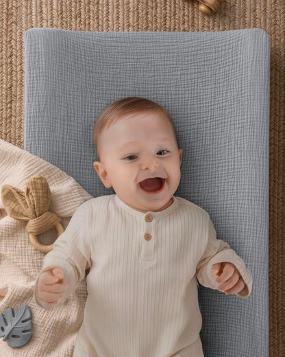 Contoured Changing Pad with Soft & Washable Cover, Waterproof Lining Foam Baby Changing Table Pads for Dresser Top, Secure with Security Strap and Two High Curved Sides, 32”×16”, Sage Green