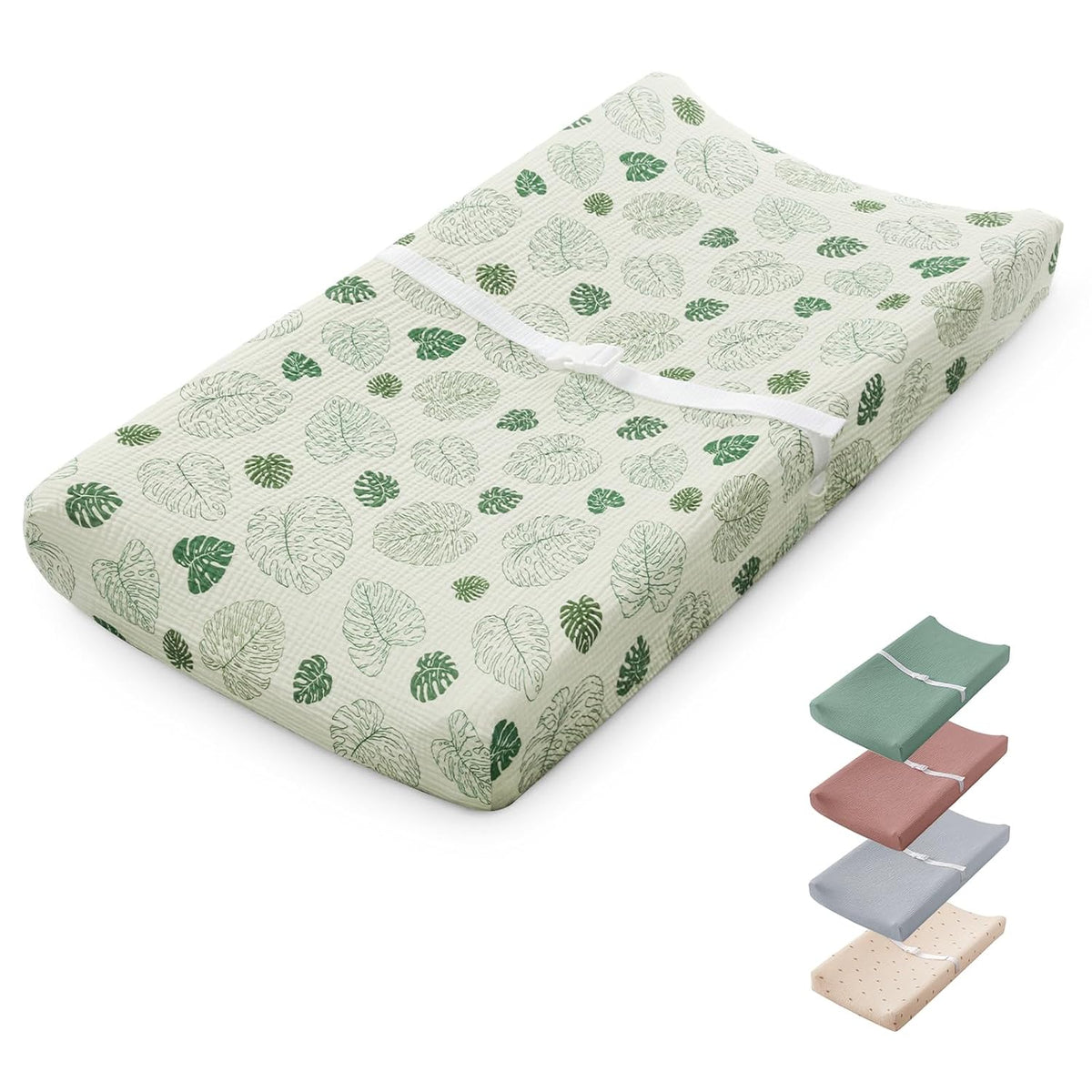 Contoured Changing Pad with Soft & Washable Cover, Waterproof Lining Foam Baby Changing Table Pads for Dresser Top, Secure with Security Strap and Two High Curved Sides, 32”×16”, Sage Green