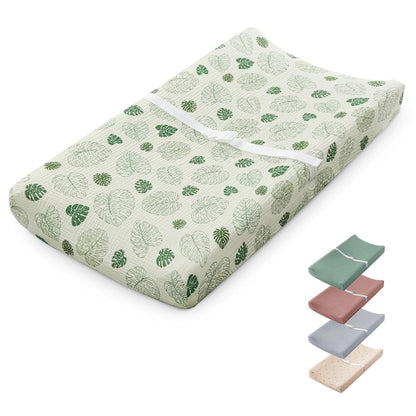 Contoured Changing Pad with Soft & Washable Cover, Waterproof Lining Foam Baby Changing Table Pads for Dresser Top, Secure with Security Strap and Two High Curved Sides, 32”×16”, Sage Green