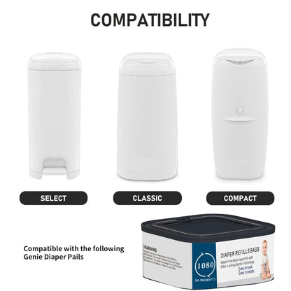 Jumbo Square Refills Disposal Bags Refill Compatible with Diaper Genie