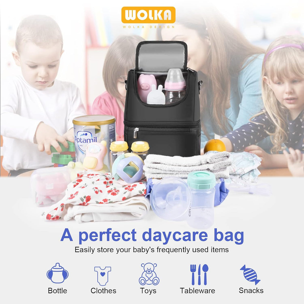 Breast Milk Cooler Travel Bag - Baby Bottle Cooler Bag for Nursing Moms Daycare with Double Compartments - Fits 6 Baby Bottles Up to 9 Ounce