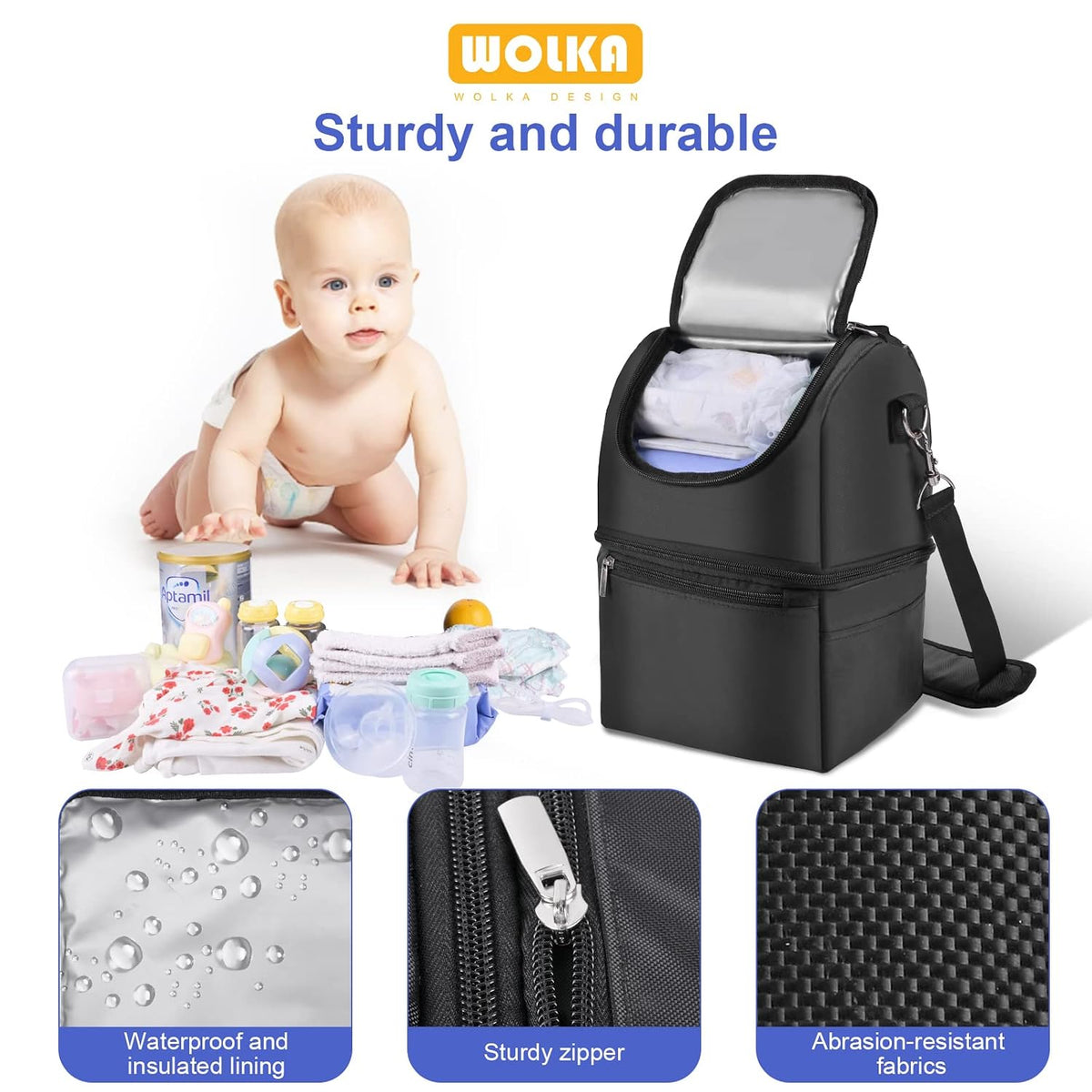 Breast Milk Cooler Travel Bag - Baby Bottle Cooler Bag for Nursing Moms Daycare with Double Compartments - Fits 6 Baby Bottles Up to 9 Ounce