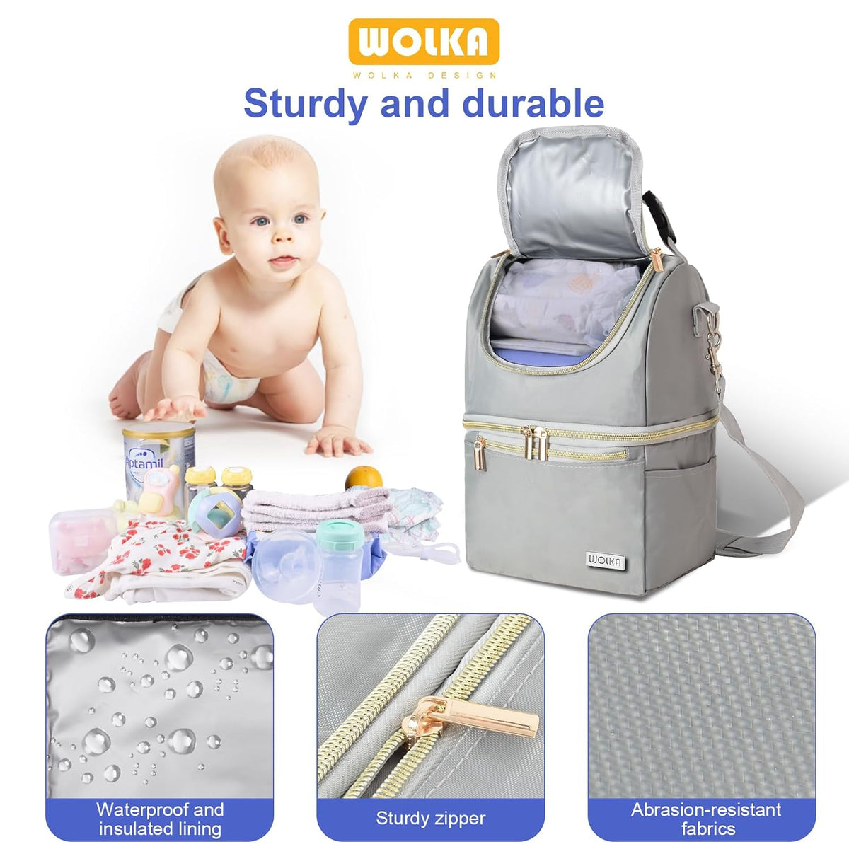 Breast Milk Cooler Travel Bag - Baby Bottle Cooler Bag for Nursing Moms Daycare with Double Compartments - Fits 6 Baby Bottles Up to 9 Ounce
