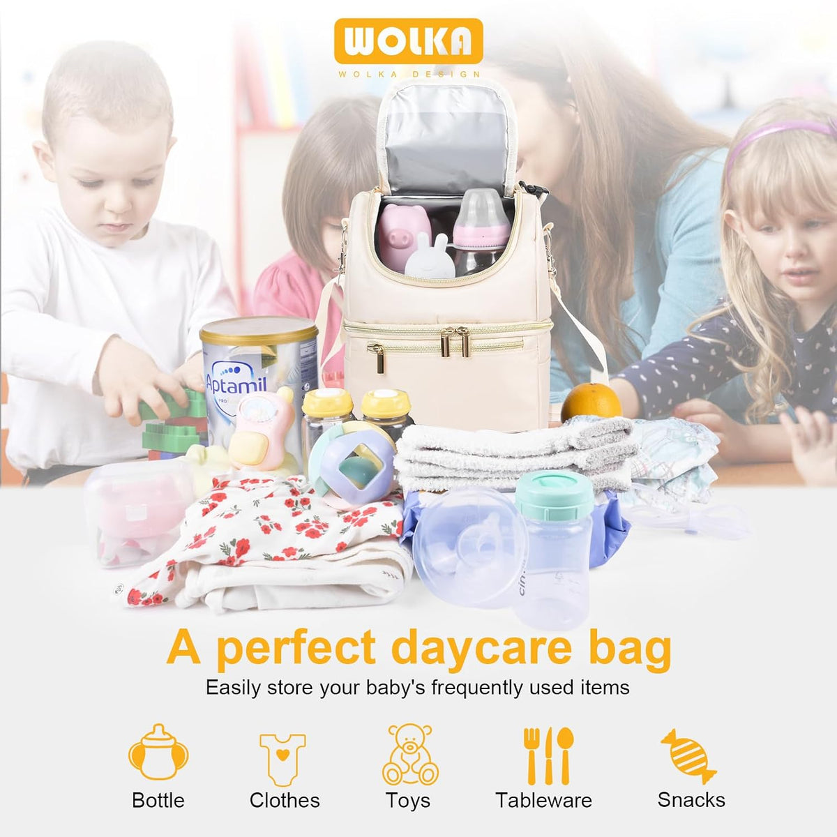 Breast Milk Cooler Travel Bag - Baby Bottle Cooler Bag for Nursing Moms Daycare with Double Compartments - Fits 6 Baby Bottles Up to 9 Ounce