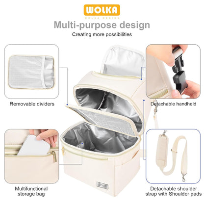 Breast Milk Cooler Travel Bag - Baby Bottle Cooler Bag for Nursing Moms Daycare with Double Compartments - Fits 6 Baby Bottles Up to 9 Ounce