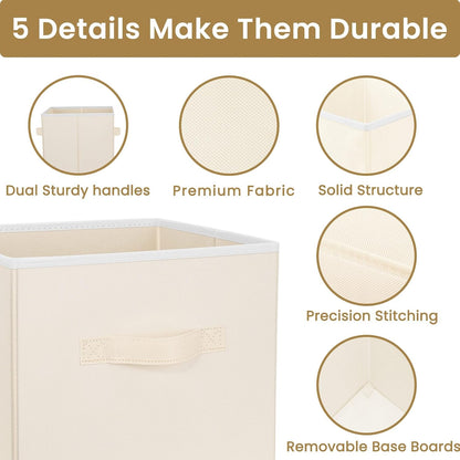 Storage Cubes, 11 Inch Clothes Storage Bins with Dual Handles (10 Pack), Fabric Collapsible Storage Bins for Shelves Closet, Cubby Organizer Bins for Clothing Toys Blanket Magazines (Beige)