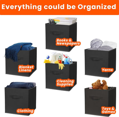 Storage Cubes, 11 Inch Clothes Storage Bins with Dual Handles (10 Pack), Fabric Collapsible Storage Bins for Shelves Closet, Cubby Organizer Bins for Clothing Toys Blanket Magazines (Beige)