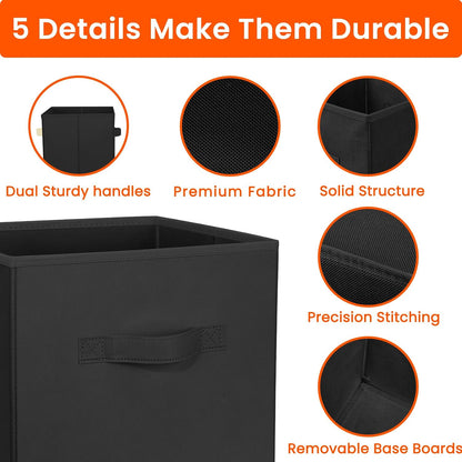 Storage Cubes, 11 Inch Clothes Storage Bins with Dual Handles (10 Pack), Fabric Collapsible Storage Bins for Shelves Closet, Cubby Organizer Bins for Clothing Toys Blanket Magazines (Beige)
