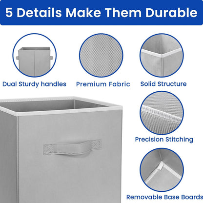 Storage Cubes, 11 Inch Clothes Storage Bins with Dual Handles (10 Pack), Fabric Collapsible Storage Bins for Shelves Closet, Cubby Organizer Bins for Clothing Toys Blanket Magazines (Beige)