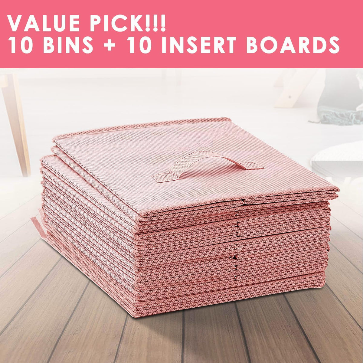Storage Cubes, 11 Inch Clothes Storage Bins with Dual Handles (10 Pack), Fabric Collapsible Storage Bins for Shelves Closet, Cubby Organizer Bins for Clothing Toys Blanket Magazines (Beige)