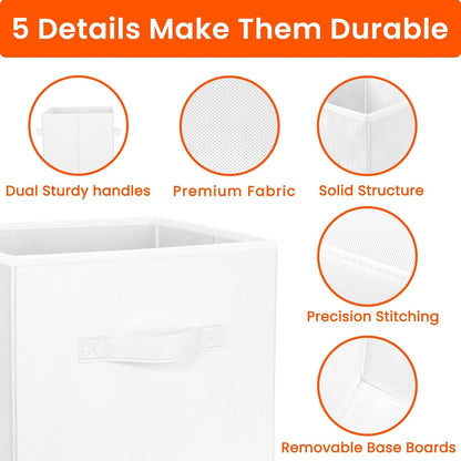 Storage Cubes, 11 Inch Clothes Storage Bins with Dual Handles (10 Pack), Fabric Collapsible Storage Bins for Shelves Closet, Cubby Organizer Bins for Clothing Toys Blanket Magazines (Beige)