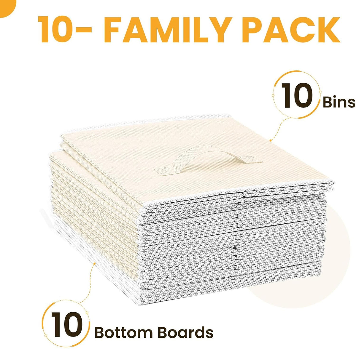 Storage Cubes, 11 Inch Clothes Storage Bins with Dual Handles (10 Pack), Fabric Collapsible Storage Bins for Shelves Closet, Cubby Organizer Bins for Clothing Toys Blanket Magazines (Beige)