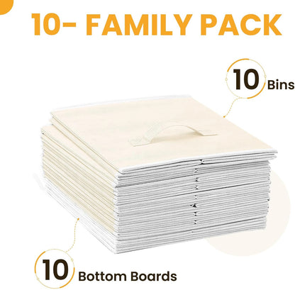 Storage Cubes, 11 Inch Clothes Storage Bins with Dual Handles (10 Pack), Fabric Collapsible Storage Bins for Shelves Closet, Cubby Organizer Bins for Clothing Toys Blanket Magazines (Beige)