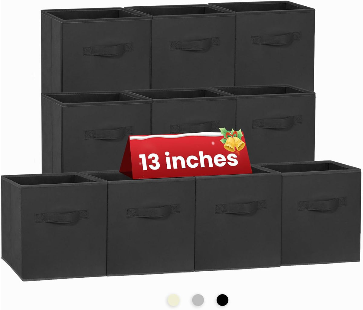 Storage Cubes, 11 Inch Clothes Storage Bins with Dual Handles (10 Pack), Fabric Collapsible Storage Bins for Shelves Closet, Cubby Organizer Bins for Clothing Toys Blanket Magazines (Beige)