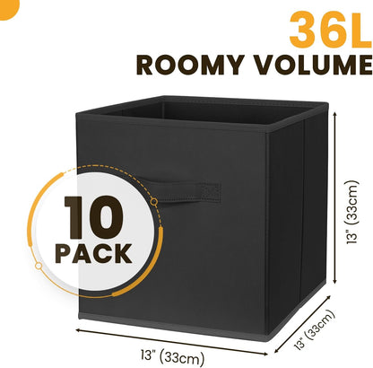 Storage Cubes, 11 Inch Clothes Storage Bins with Dual Handles (10 Pack), Fabric Collapsible Storage Bins for Shelves Closet, Cubby Organizer Bins for Clothing Toys Blanket Magazines (Beige)