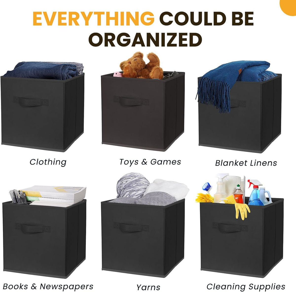 Storage Cubes, 11 Inch Clothes Storage Bins with Dual Handles (10 Pack), Fabric Collapsible Storage Bins for Shelves Closet, Cubby Organizer Bins for Clothing Toys Blanket Magazines (Beige)