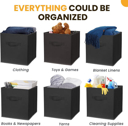 Storage Cubes, 11 Inch Clothes Storage Bins with Dual Handles (10 Pack), Fabric Collapsible Storage Bins for Shelves Closet, Cubby Organizer Bins for Clothing Toys Blanket Magazines (Beige)