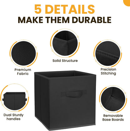 Storage Cubes, 11 Inch Clothes Storage Bins with Dual Handles (10 Pack), Fabric Collapsible Storage Bins for Shelves Closet, Cubby Organizer Bins for Clothing Toys Blanket Magazines (Beige)
