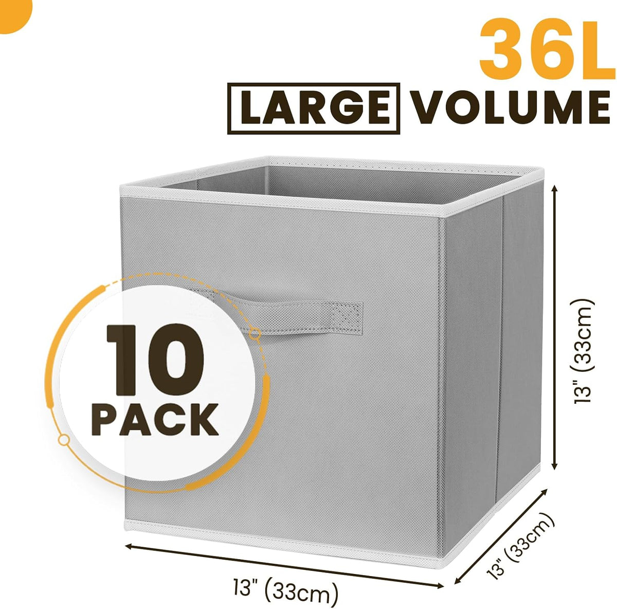 Storage Cubes, 11 Inch Clothes Storage Bins with Dual Handles (10 Pack), Fabric Collapsible Storage Bins for Shelves Closet, Cubby Organizer Bins for Clothing Toys Blanket Magazines (Beige)