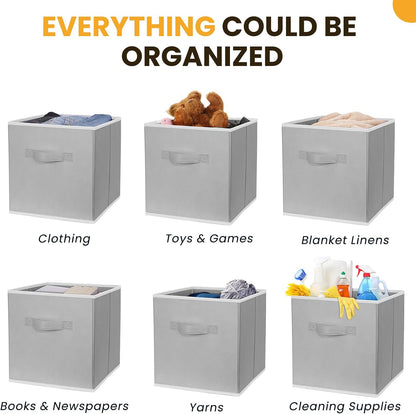 Storage Cubes, 11 Inch Clothes Storage Bins with Dual Handles (10 Pack), Fabric Collapsible Storage Bins for Shelves Closet, Cubby Organizer Bins for Clothing Toys Blanket Magazines (Beige)
