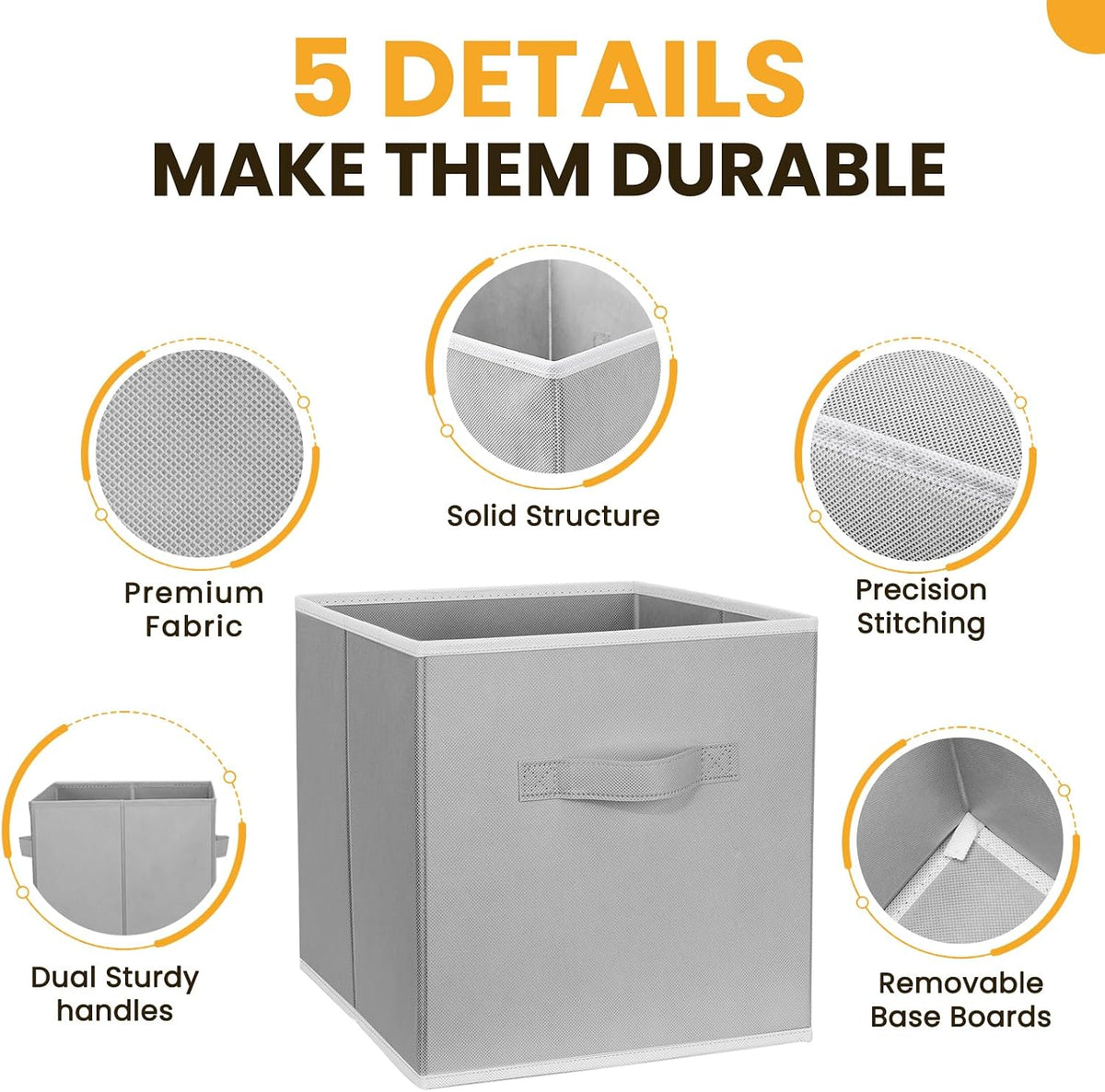 Storage Cubes, 11 Inch Clothes Storage Bins with Dual Handles (10 Pack), Fabric Collapsible Storage Bins for Shelves Closet, Cubby Organizer Bins for Clothing Toys Blanket Magazines (Beige)