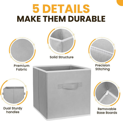 Storage Cubes, 11 Inch Clothes Storage Bins with Dual Handles (10 Pack), Fabric Collapsible Storage Bins for Shelves Closet, Cubby Organizer Bins for Clothing Toys Blanket Magazines (Beige)