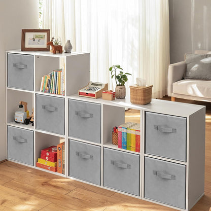 Storage Cubes, 11 Inch Clothes Storage Bins with Dual Handles (10 Pack), Fabric Collapsible Storage Bins for Shelves Closet, Cubby Organizer Bins for Clothing Toys Blanket Magazines (Beige)