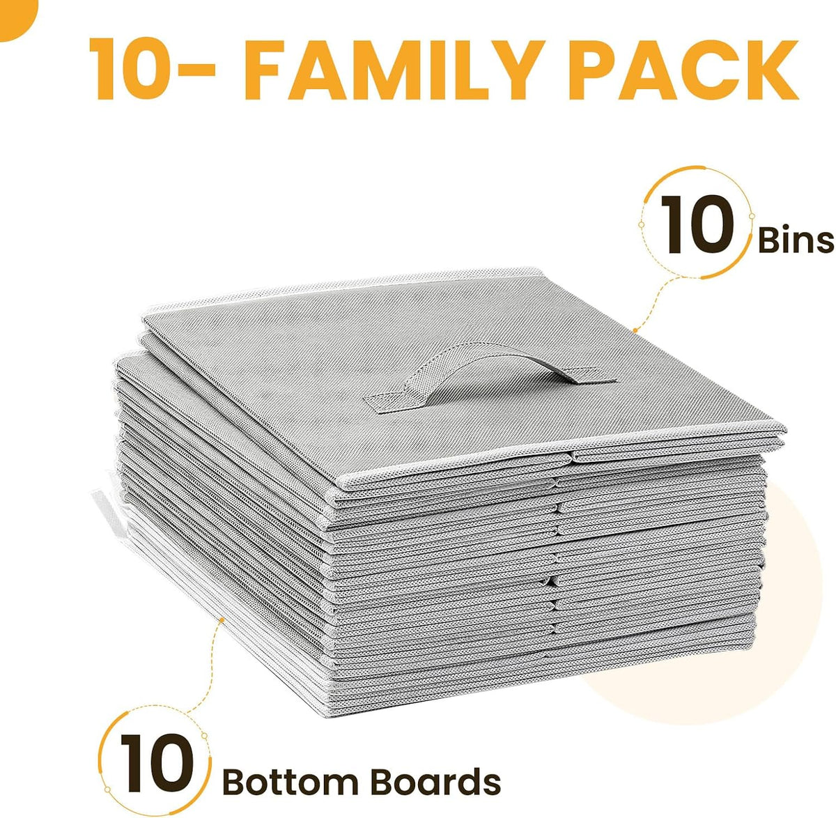 Storage Cubes, 11 Inch Clothes Storage Bins with Dual Handles (10 Pack), Fabric Collapsible Storage Bins for Shelves Closet, Cubby Organizer Bins for Clothing Toys Blanket Magazines (Beige)