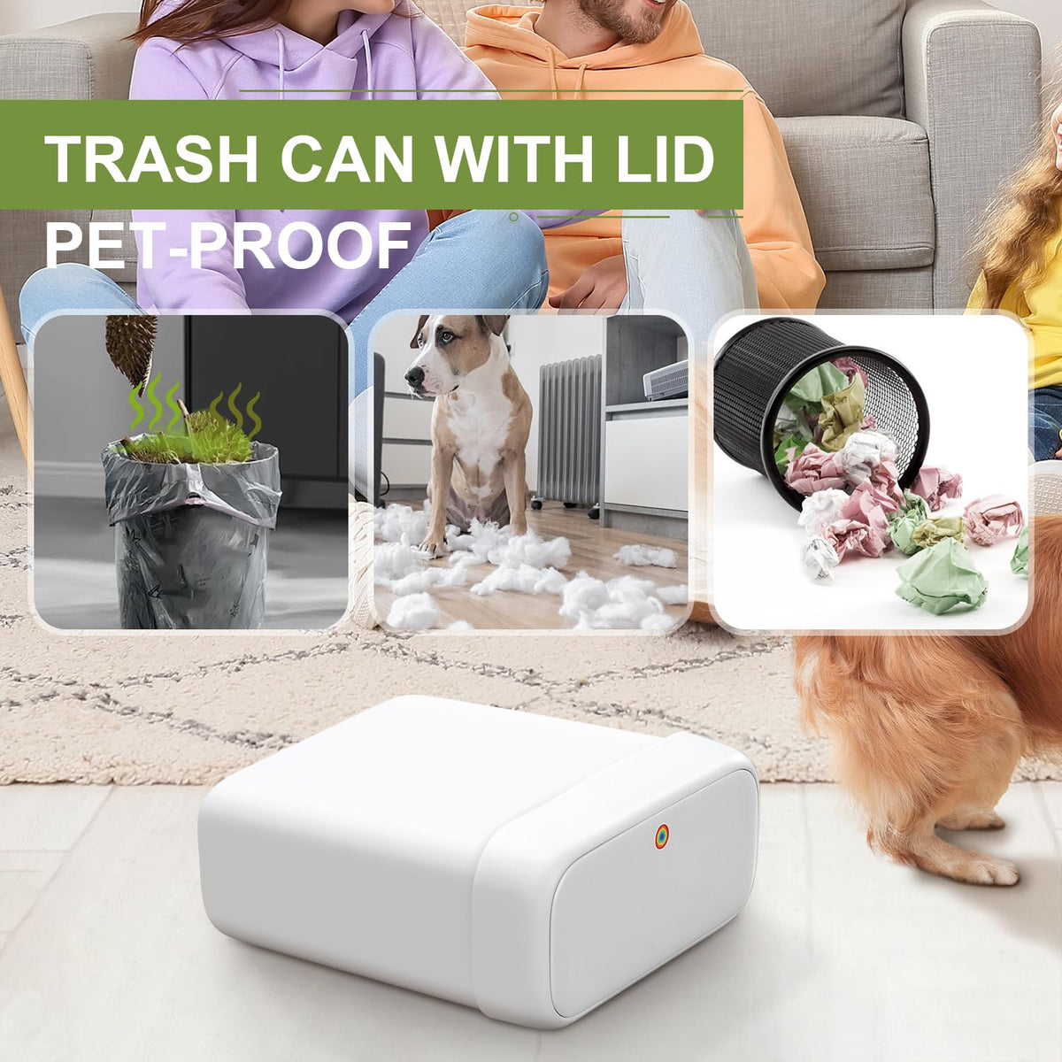 Bathroom Small Trash Can with Lid,10L / 2.7 Gallon Slim Garbage Bin Wastebasket with Press Top Lid for Bedroom,Rv,Office,Kitchen,Craft Room