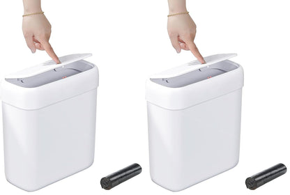 Bathroom Small Trash Can with Lid,10L / 2.7 Gallon Slim Garbage Bin Wastebasket with Press Top Lid for Bedroom,Rv,Office,Kitchen,Craft Room