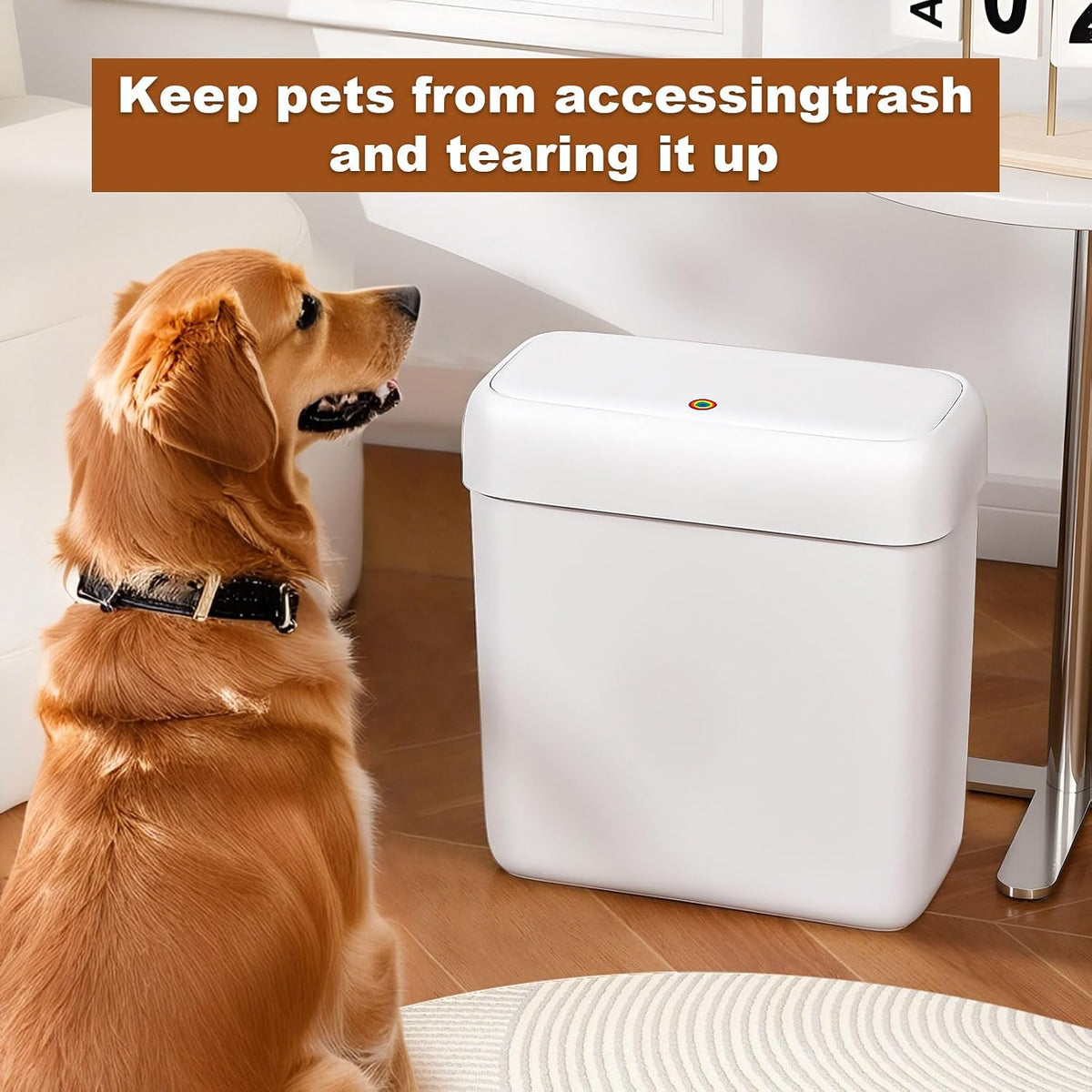 Bathroom Small Trash Can with Lid,10L / 2.7 Gallon Slim Garbage Bin Wastebasket with Press Top Lid for Bedroom,Rv,Office,Kitchen,Craft Room