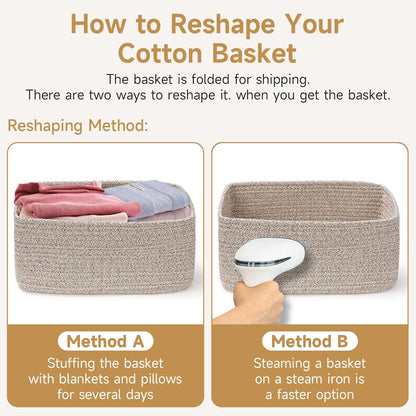 3 Pack Small Storage Baskets for Organizing, 11.8×7.8×5.1", Green