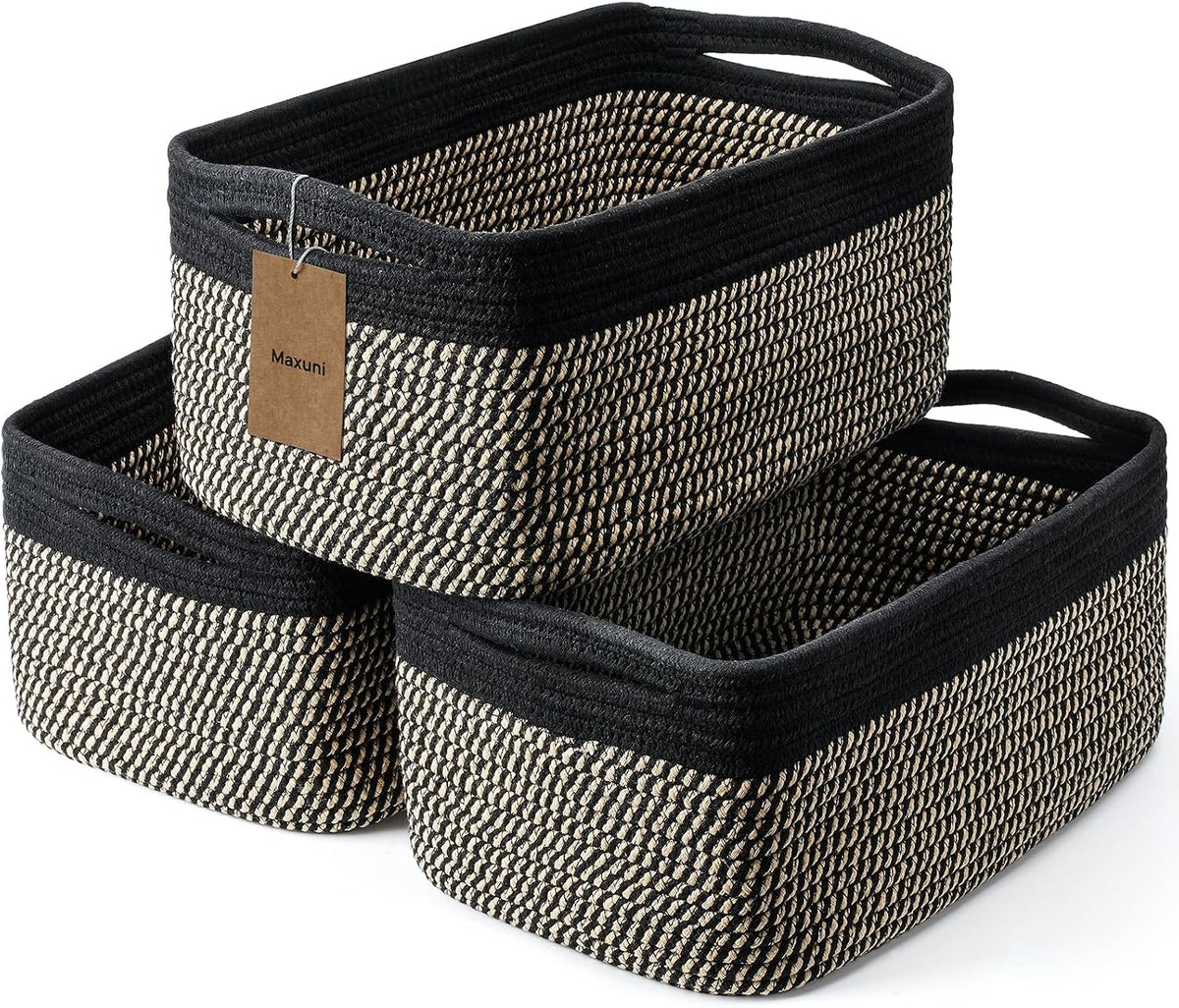 3 Pack Small Storage Baskets for Organizing, 11.8×7.8×5.1", Green
