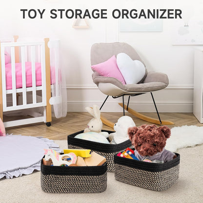 3 Pack Small Storage Baskets for Organizing, 11.8×7.8×5.1", Green