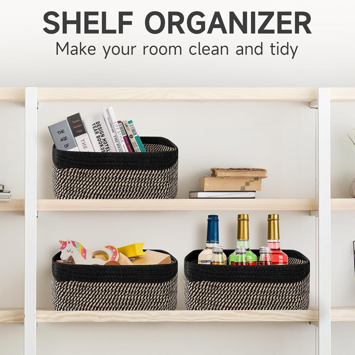 3 Pack Small Storage Baskets for Organizing, 11.8×7.8×5.1", Green