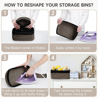 3 Pack Small Storage Baskets for Organizing, 11.8×7.8×5.1", Green