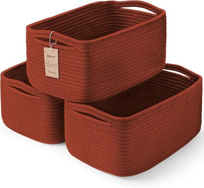 3 Pack Small Storage Baskets for Organizing, 11.8×7.8×5.1", Green