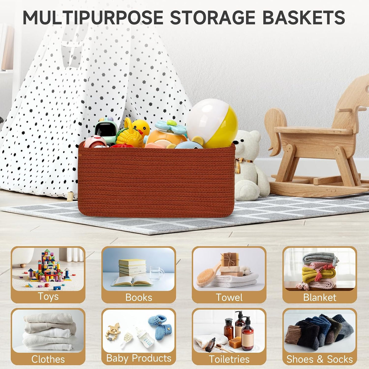 3 Pack Small Storage Baskets for Organizing, 11.8×7.8×5.1", Green