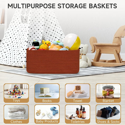 3 Pack Small Storage Baskets for Organizing, 11.8×7.8×5.1", Green