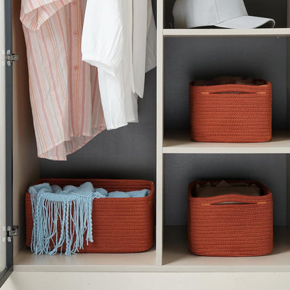 3 Pack Small Storage Baskets for Organizing, 11.8×7.8×5.1", Green