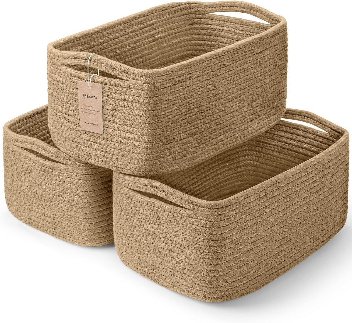3 Pack Small Storage Baskets for Organizing, 11.8×7.8×5.1", Green