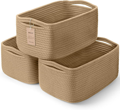 3 Pack Small Storage Baskets for Organizing, 11.8×7.8×5.1", Green