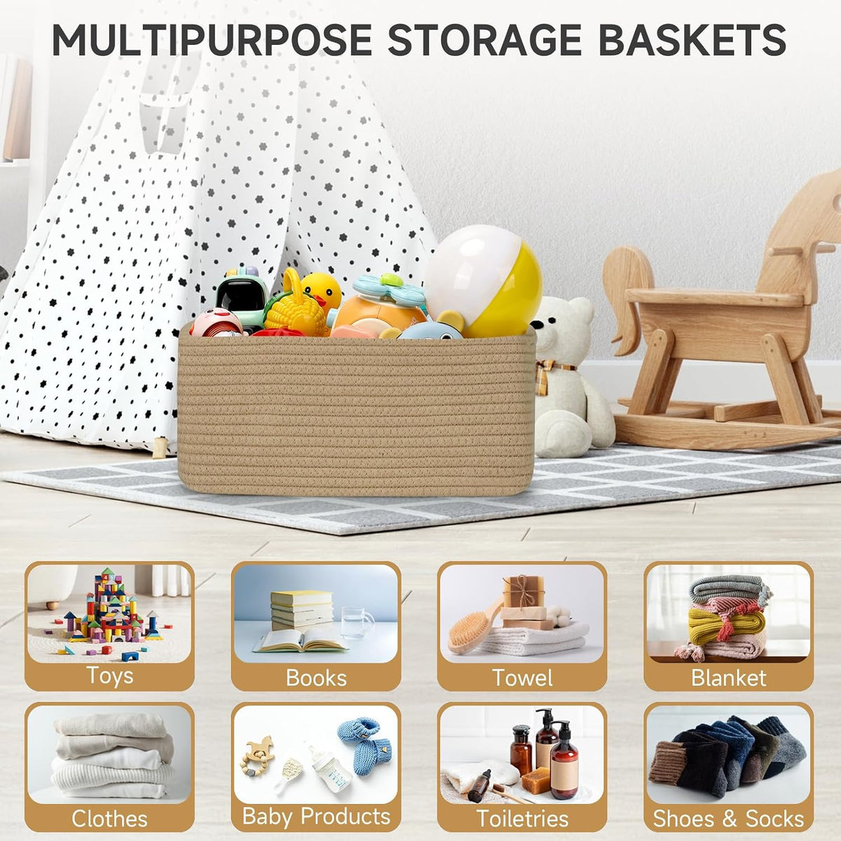 3 Pack Small Storage Baskets for Organizing, 11.8×7.8×5.1", Green