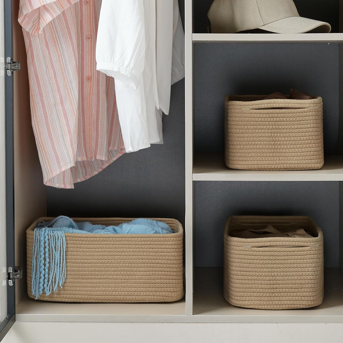 3 Pack Small Storage Baskets for Organizing, 11.8×7.8×5.1", Green