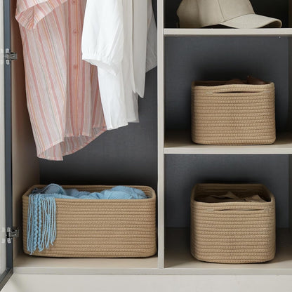 3 Pack Small Storage Baskets for Organizing, 11.8×7.8×5.1", Green