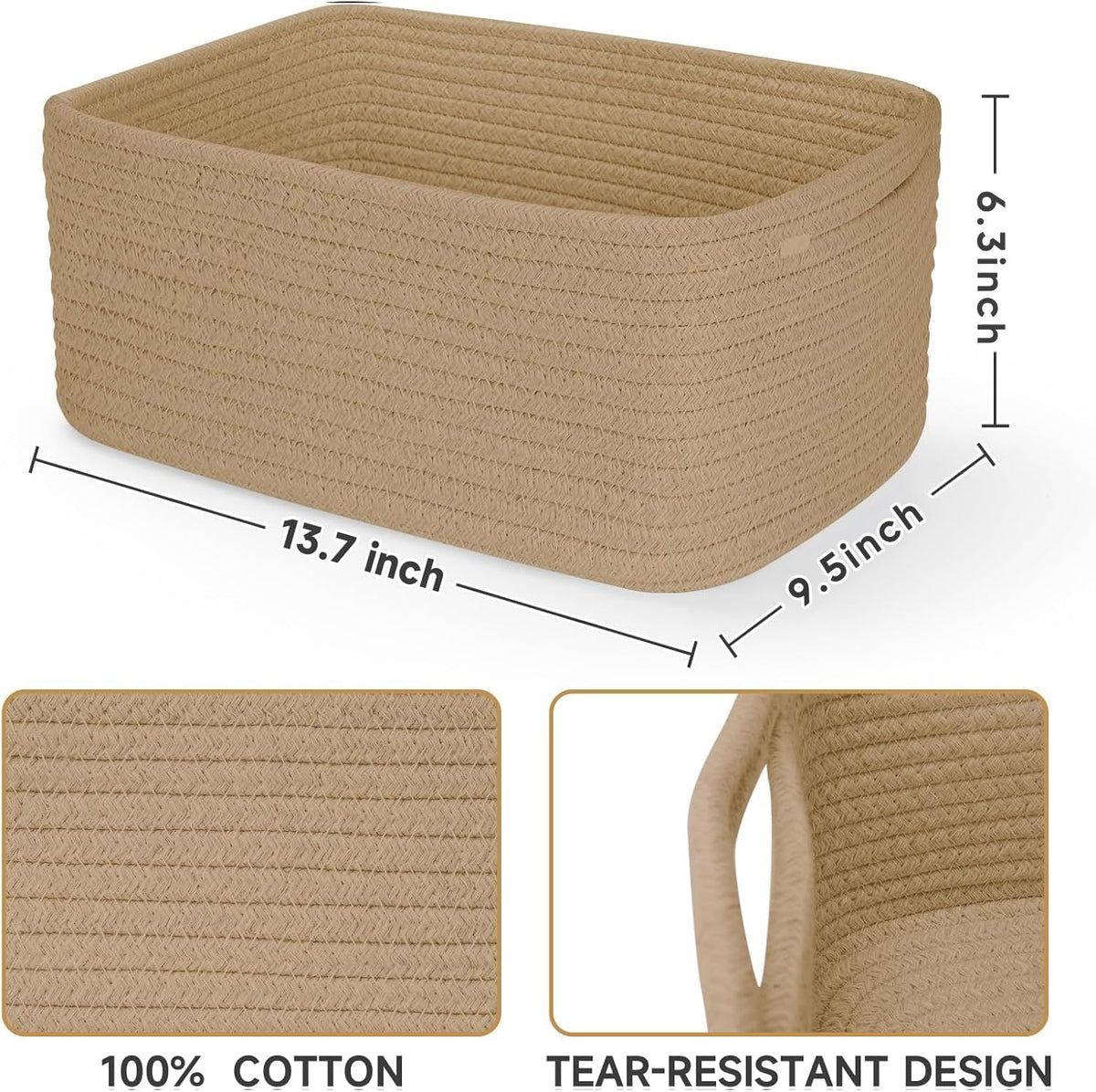 3 Pack Small Storage Baskets for Organizing, 11.8×7.8×5.1", Green