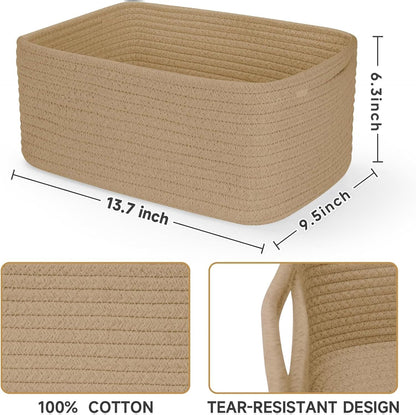 3 Pack Small Storage Baskets for Organizing, 11.8×7.8×5.1", Green