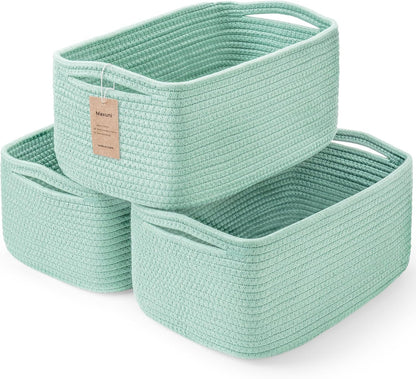 3 Pack Small Storage Baskets for Organizing, 11.8×7.8×5.1", Green