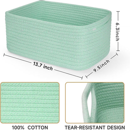 3 Pack Small Storage Baskets for Organizing, 11.8×7.8×5.1", Green